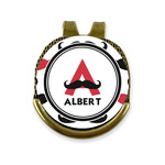 Mustache Print Golf Ball Marker - Hat Clip - Gold
