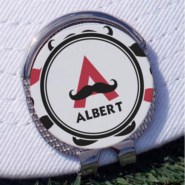 Custom Mustache Print Golf Ball Marker - Hat Clip