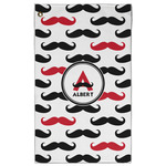 Mustache Print Golf Towel - Poly-Cotton Blend w/ Name and Initial