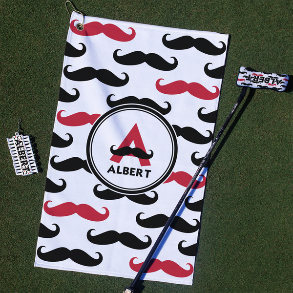 Custom Mustache Print Golf Towel Gift Set (Personalized)