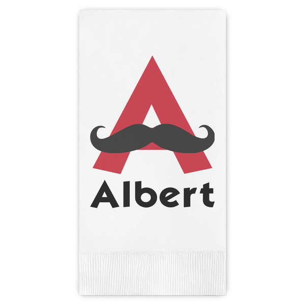 Custom Mustache Print Guest Napkins - Full Color - Embossed Edge (Personalized)
