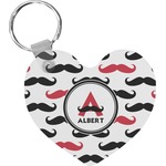 Mustache Print Heart Plastic Keychain w/ Name and Initial