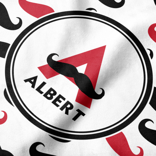 Mustache Print Hooded Baby Towel- Detail Close Up