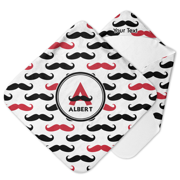 Custom Mustache Print Hooded Baby Towel (Personalized)