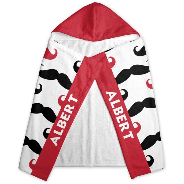 Mustache Print Hooded Towel - Folded