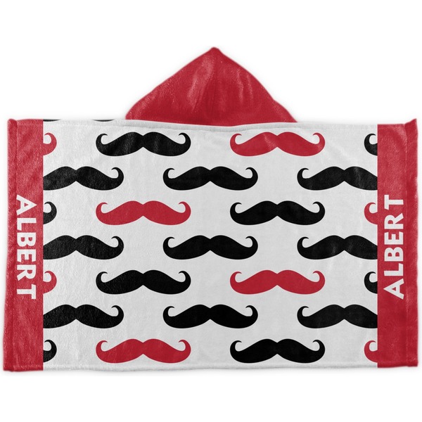 Custom Mustache Print Kids Hooded Towel (Personalized)