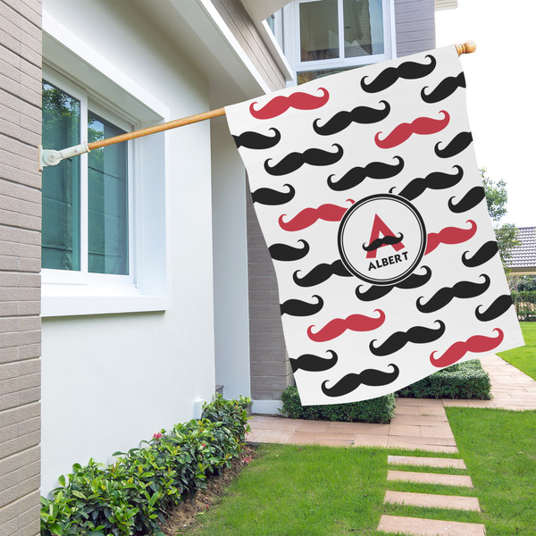 Mustache Print House Flags - Single Sided - LIFESTYLE
