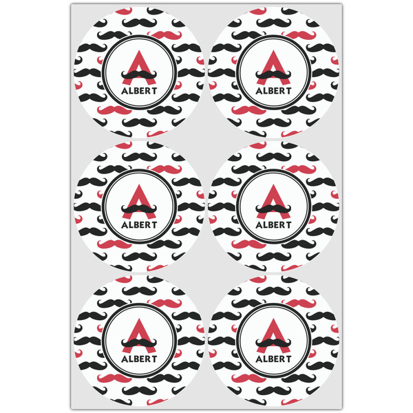 Mustache Print Icing Circle - Large - Set of 6