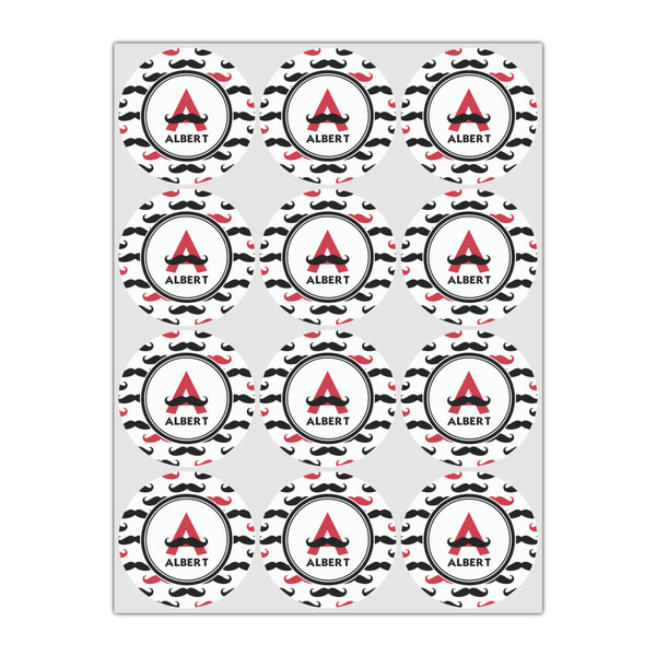 Mustache Print Icing Circle - Small - Set of 12