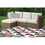 Mustache Print Indoor / Outdoor Rug - Custom Size w/ Name and Initial