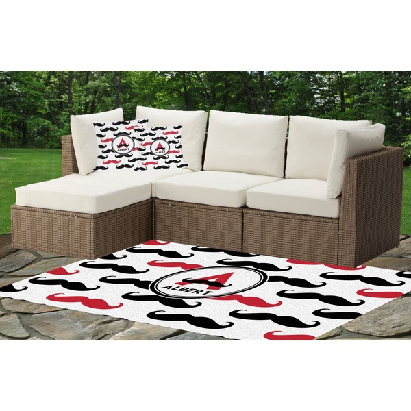 Mustache Print Outdoor Mat & Cushions