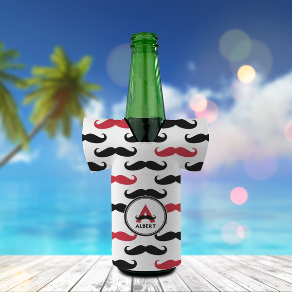 Mustache Print Jersey Bottle Cooler - LIFESTYLE