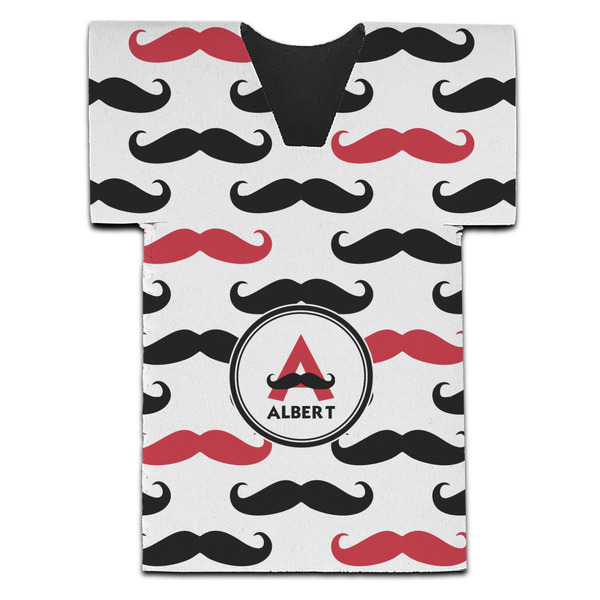 Mustache Print Jersey Bottle Cooler - Set of 4 - FRONT (flat)
