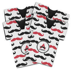 Mustache Print Jersey Bottle Cooler - Set of 4 (Personalized)