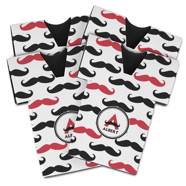 Mustache Print Jersey Bottle Cooler - Set of 4 - MAIN (flat)