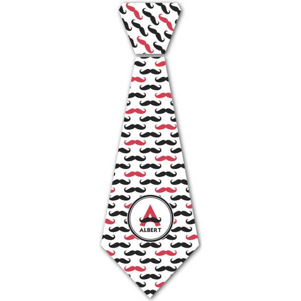 Custom Mustache Print Iron On Tie - 4 Sizes w/ Name and Initial