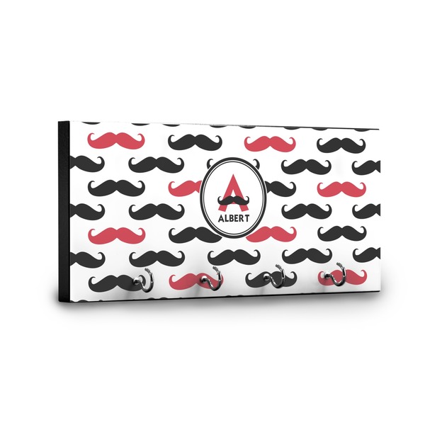 Mustache Print Key Hanger - Front View with Hooks