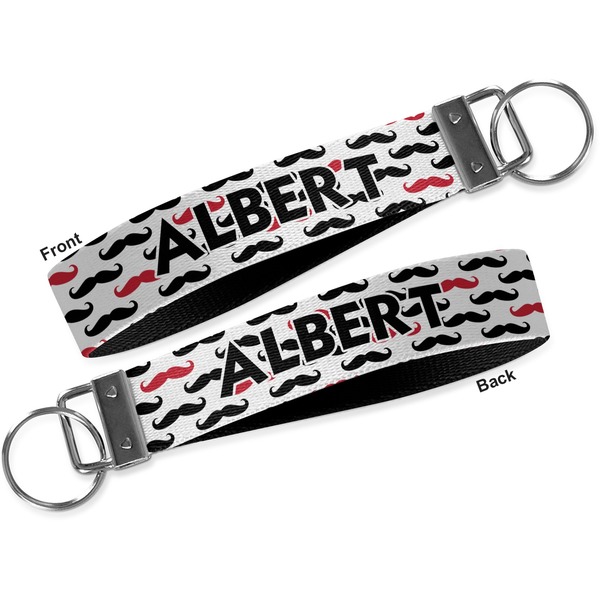 Mustache Print Key-chain - Metal and Nylon - Front and Back