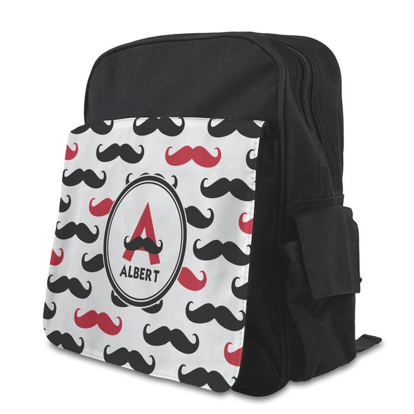 Custom Mustache Print Preschool Backpack (Personalized)