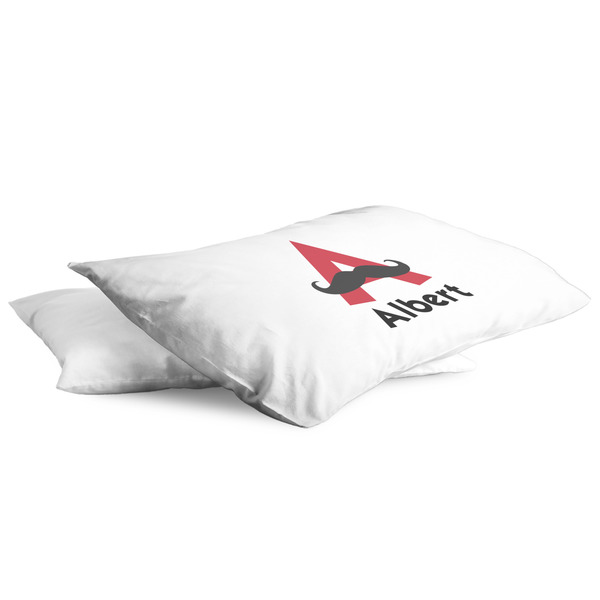 Mustache Print King Pillow Case - TWO (partial print)