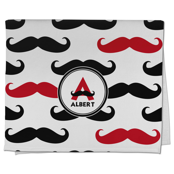 Custom Mustache Print Kitchen Towel - Poly Cotton w/ Name and Initial