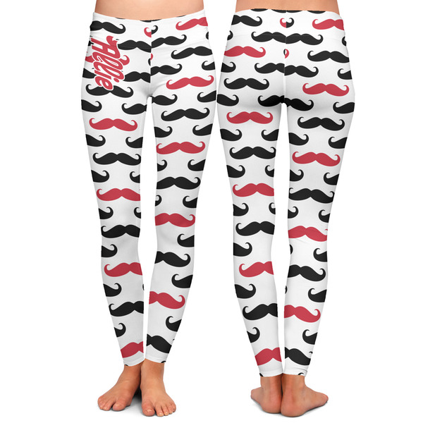 Mustache Print Ladies Leggings - Front and Back