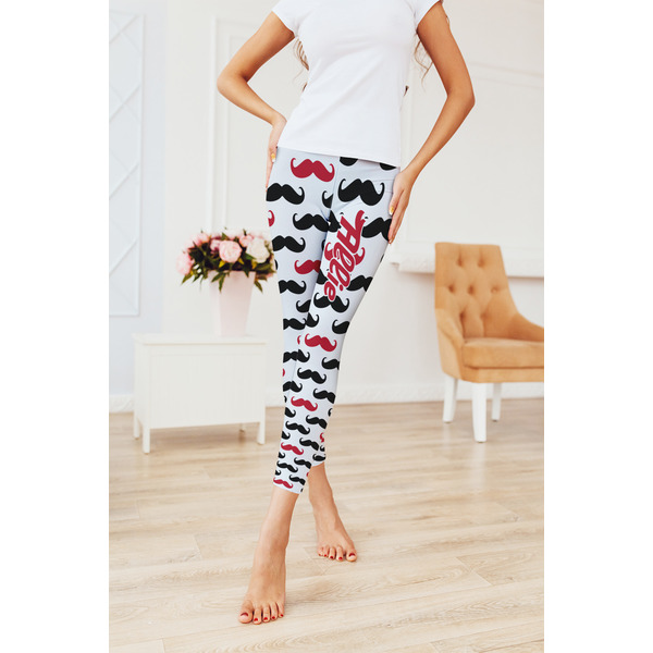 Mustache Print Ladies Leggings - LIFESTYLE 2