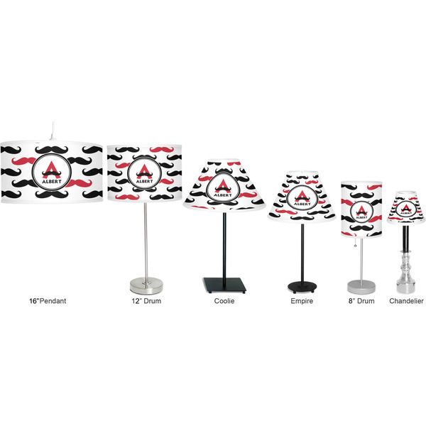 Mustache Print Lamp Full View Size Comparison