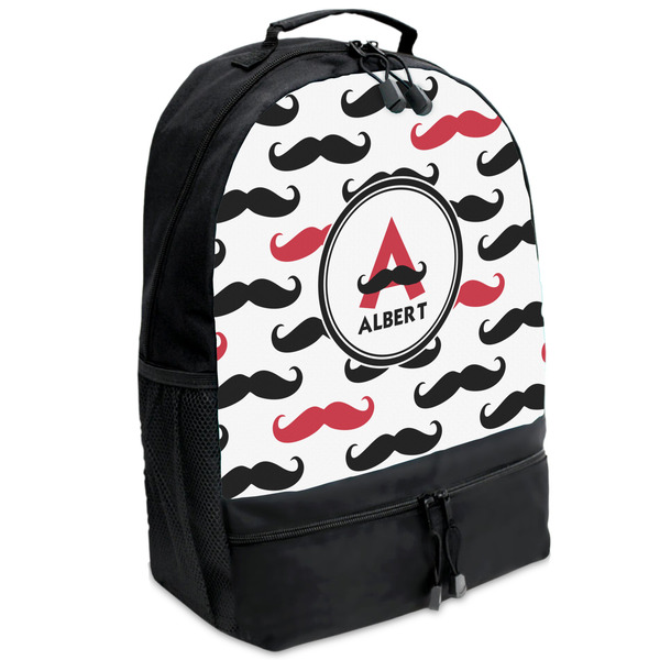 Custom Mustache Print Backpacks - Black (Personalized)