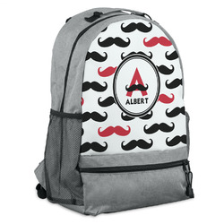 Mustache Print Backpack - Grey (Personalized)