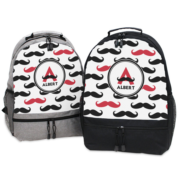 Mustache Print Large Backpacks - Both