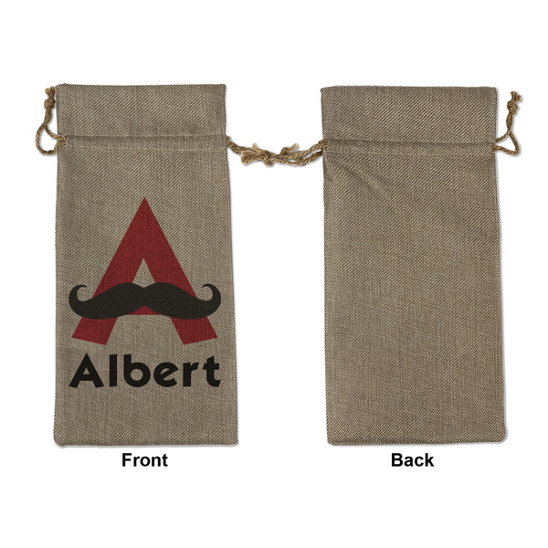 Mustache Print Large Burlap Gift Bags - Front Approval
