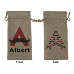 Mustache Print Large Burlap Gift Bag - Front & Back (Personalized)