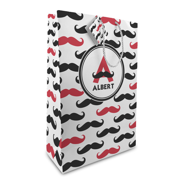 Custom Mustache Print Large Gift Bag (Personalized)