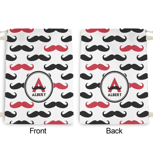 Mustache Print Large Laundry Bag - Front & Back View