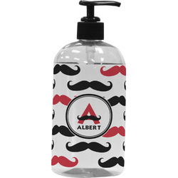 Mustache Print Plastic Soap / Lotion Dispenser (16 oz - Large - Black) (Personalized)