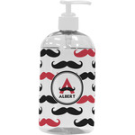 Mustache Print Plastic Soap / Lotion Dispenser (16 oz - Large - White) (Personalized)