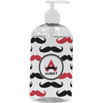 Mustache Print Plastic Soap / Lotion Dispenser (16 oz - Large - White) (Personalized)