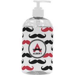Mustache Print Plastic Soap / Lotion Dispenser (16 oz - Large - White) (Personalized)