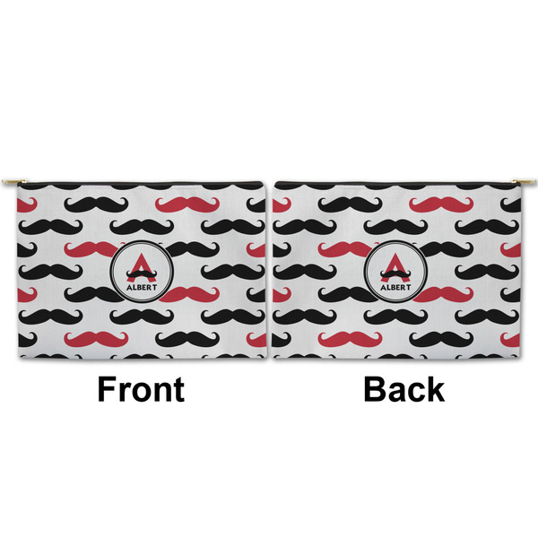 Mustache Print Large Zipper Pouch Approval (Front and Back)