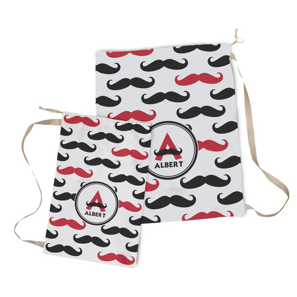 Mustache Print Laundry Bag - Both Bags