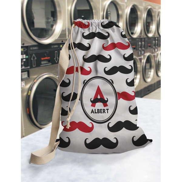 Mustache Print Laundry Bag in Laundromat