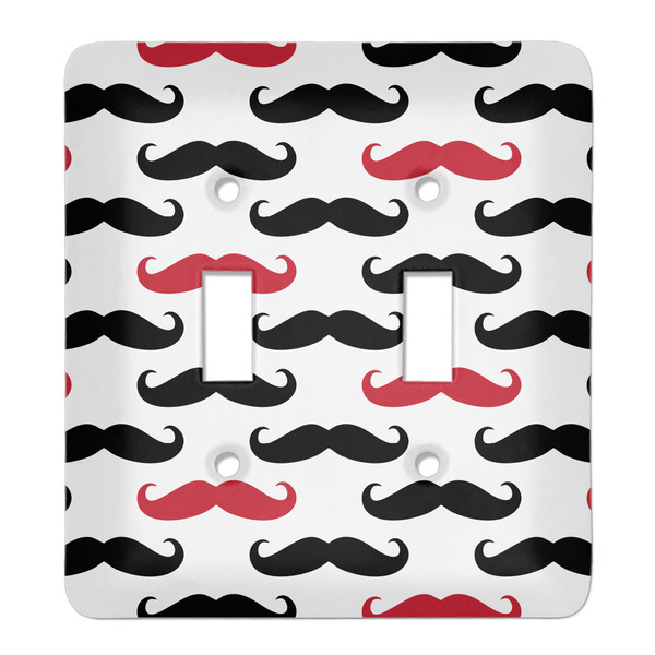 Custom Mustache Print Light Switch Cover (2 Toggle Plate)
