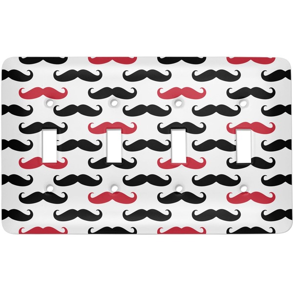 Custom Mustache Print Light Switch Cover (4 Toggle Plate)