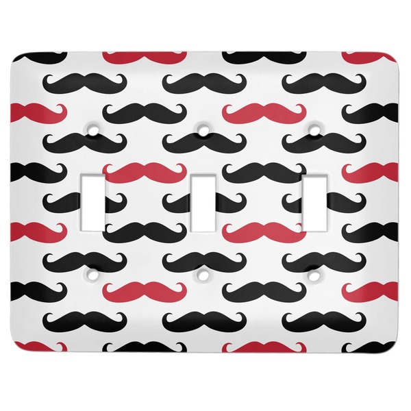 Custom Mustache Print Light Switch Cover (3 Toggle Plate)