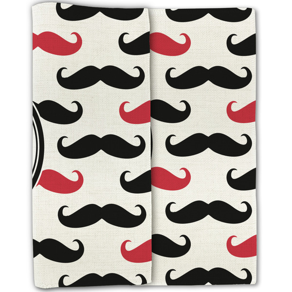 Mustache Print Linen Placemat - Folded Half (double sided)