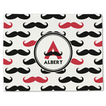 Mustache Print Single-Sided Linen Placemat - Single w/ Name and Initial