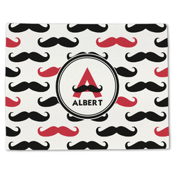 Mustache Print Single-Sided Linen Placemat - Single w/ Name and Initial