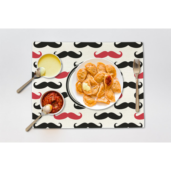 Mustache Print Linen Placemat - Lifestyle (single)