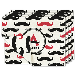 Mustache Print Linen Placemat w/ Name and Initial